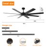 72 inch Ceiling Fans no Light with Remote Control, 8 Reversible Blade, Quiet DC Motor, Timer Function, 6-Speed, Industrial Ceiling Fan for Bedroom Hom