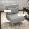 HOMCOM Chair Bed Adjustable Backrest 2-in-1 Sofa Bed Multi-Functional Gray
