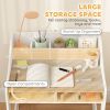 Qaba Kids Desk and Chair Set with Storage and Shelves, for Bedroom & Study Room, Gift for 3-8 Years Old, Natural Wood