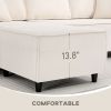 HOMCOM Corner Sofa with Reversible Chaise Lounge, Corduroy L-Shaped Sectional Sofa with Pocket Spring, Cream White