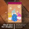 Combo Pack Garden Flag Stand Black 36x16 in & Garden Flag Easter Decoration Three Gnomes with Large Easter Egg 12x18 inch Double-Sided Burlap Fabric
