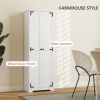 67" Farmhouse Pantry Cabinet with 2 Doors, Tall Storage Cabinet with Adjustable Shelves, Distressed White