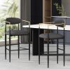 Barstools Set of 2, Upholstered Bar Stools with Backs and Iron Legs for Kitchen Island, Gray Fabric Seating 260LBS Weight Capacity