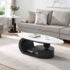 Modern Nesting Coffee Table Set of 2 End Table for Living Room, Oval and Round Table Set