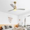 52 Inch Ceiling Fan With Dimmable Led Light 3 Solid Wood Blades Remote Control Reversible DC Motor For Living Room
