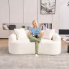LY-025S-BG COMPRESSION SOFA: Double-seat beige sofa, Wood Grain Chenille fabric, full sponge compression sofa