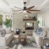 66" Vintage Ceiling Fan Lighting with Brown Blades in Integrated LED