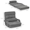 HOMCOM Convertible Floor Sofa Bed, Recliner Armchair Upholstered Sleeper Chair with Pillow for Living Room Bedroom Lounge, Grey