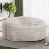 Modern 5-Foot Round Memory Foam Bean Bag Soft Corduroy Fabric Bean Bag Chair, Taupe