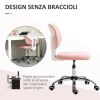 Vinsetto Cute Armless Office Chair, Teddy Fleece Fabric Computer Desk Chair, Vanity Task Chair with Adjustable Height, Swivel Wheels, Mid Back, Pink