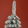 6' Tall Unlit Snow Flocked Artificial Christmas Tree, Slim Pencil Xmas Tree with Realistic Branches and 395 Tips, Green