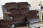 Motion Loveseat 1pc Living Room Furniture Chocolate Padded Suede w. Faux Leather Plush Cushion Couch