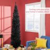 8' Artificial Pencil Christmas Tree, Slim Xmas Tree with 618 Realistic Branch Tips and Plastic Stand, Black
