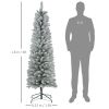 6ft Artificial Pencil Christmas Tree with 329 Snow Flocked Tips, Metal Base, Realistic Xmas Tree