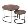 Nesting Coffee Table Set of 2, 23.6 in Round Coffee Table, Nesting Tables for Small Place, End Side Tables Night Stand with Metal Frame
