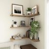 Wooden Floating Shelf Set (6 pieces), Wall Decor Shelf, Country Style Bedroom Shelf, Bathroom Storage Shelf, Living Room Bookshelf - Vintage Brown