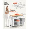 Kitchen Island Cart with Storage, 43.7 in Wide Mobile Rolling Storage Island on Swivel Wheels, with 2 Drawers, Storage Cabinet, Spice/Towel Rack