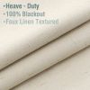 100% Blackout Grommet Curtains, Faux Linen Solid Print, Bleached Sand, 42x84 Inch, 2 Panels