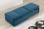 Contemporary Style 1pc Convertible Chair Blue Fabric Functional Storage Seat w Pillows Living Room
