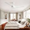 52" Ceiling Fan Without Light, 3 ABS Blades Farmhouse Ceiling Fan with Remote Control 6-speed Reversible DC Motor White for Living Room, Bedroom, Kitc