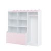 Kids Clothing Rack with Storage Cubes & Rolling Drawer Multifunctional Children Wardrobe Organizer
