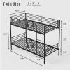 Bunk Bed with Ladder and high Guardrail, Able to Split, Metal Bunk Bed, Storage Space, Noise Free, Twin Over Twin Size, Black
