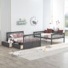 Full over Full Bunk Bed with Drawers, Convertible Beds, Gray(OLD SKU:SM000241AAE-1)