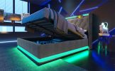 Queen size Upholstered bed, 360 surround LED function, Buttons/Apps/Remote Control, hydraulic storage bed with USB Type-C charging, Gray