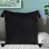 SOGA 2X Black Vintage Butterfly Pillow Tassel Velvet Square Throw Pillow