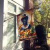 Black Labrador Retriever Thanksgiving House Flag Large Porch Sleeve Pole Decorative Outside Yard Banner Artwork Wall Hanging, Polyester, House Size