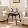 Faux Marble Side Table with 4-Sided Storage Shelves, 24" Square End Table for Living Room Bedroom