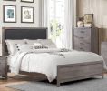 Brownish Gray Finish Full Size Panel Bed 1pc Faux Leather Upholstered Headboard Industrial Design Bedroom Furniture
