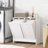 Laundry Efficiency: White 2-Compartment Tilt-Out Hamper Storage Cabinet