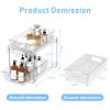 2-Tier Clear Under Sink Organizers and Storage, 2 Pack Pull-Out Cabinet Organizer,Vanity Countertop Container