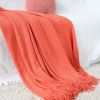 SOGA 2X Orange Acrylic Knitted Throw Blanket  Couch Bed Sofa Home Decor