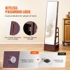 VEVOR Mirror Jewelry Cabinet 360Â° Swivel Standing Mirror with Storage Brown