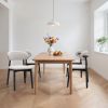 Linen Grey Cotton-Linen Fabric Upholstered Dining Chair with Black Solid Wood Legs, Armless Chair Set of 4 for Kitchen, Restaurant, Living