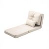 Beige Convertible Floor Sofa Bed No Assembly Required Folding Upholstered Couch, Adjustable Backrest Floor Chair
