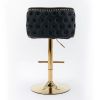 A&A Furniture,Swivel Barstools Adjusatble Seat Height, Modern PU Upholstered Bar Stools with the whole Back Tufted, for Home Pub and Kitchen Island(Bl