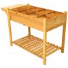 8 Pockets Horticulture Raised Garden Bed Elevated Wood Planter Box Stand with Foldable Side Table and Storage Shelf for Herb/Vegetables/Flowers