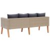 2-Seater Patio Sofa with Cushions Poly Rattan Beige