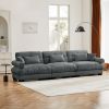 Extra Large 3 Seat Modern Velvet Sofa, Oversize Sofa, Clould Like Comfortable Seat and Back Support, With Waist Pillows and Throw Pillows,Grey