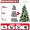 7.5FT Hinged Artificial Christmas Tree with 1588 PVC Tips, Xmas Pine Tree with Foldable Metal Base for Holiday Decor, Green
