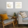 Trendy Decor 4U 2- Piece Vignette Golden Merry Christmas White Framed Wall Art for Living Room, Bedroom Wall Art Print for Home Decor by Mollie B