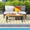 Acacia Wood Coffee Table with Thickened Top and Heavy-duty Metal Legs