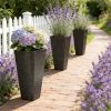 High flower pot, plastic flower pot, brown
