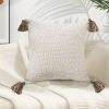 SOGA 2X 50cm Beige Rib Knit Throw Pillow Cover