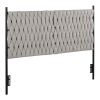 Queen Size Headboard in Black Metal and Cream Fabric