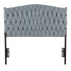 Twin Size Headboard in Black Metal and Blue Fabric