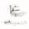 Beige Convertible Floor Sofa Bed No Assembly Required Folding Upholstered Couch, Adjustable Backrest Floor Chair